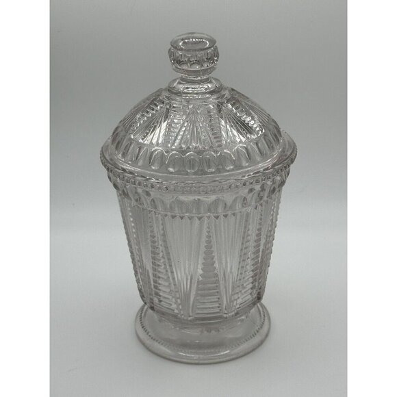 Antique EAPG 1897 McKee Adonis/Washboard/Pleat & Tuck Covered Sugar Bowl - Picture 2 of 16